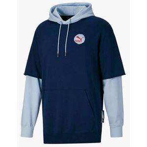 PUMA Classics Now & Then Logo Hoodie Men's Small Blue Athletic Casual Pullover